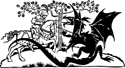 Knight Fighting Mighty Dragon Abstract Representation