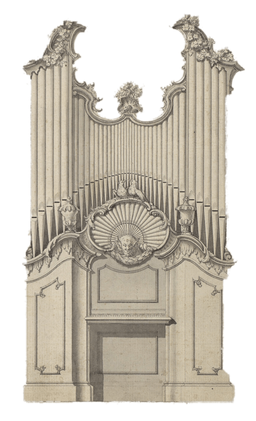 Organ Drawing by Thomas Chippendale 18th Century