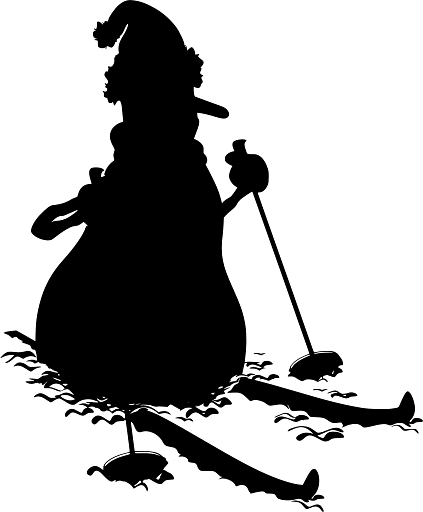 Funny Snowman on Skis