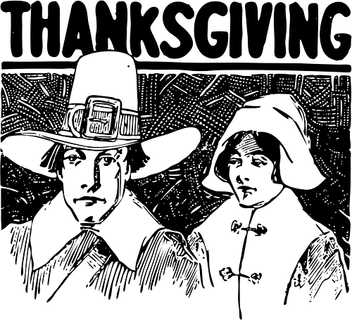 thanksgiving vintage black and white sign