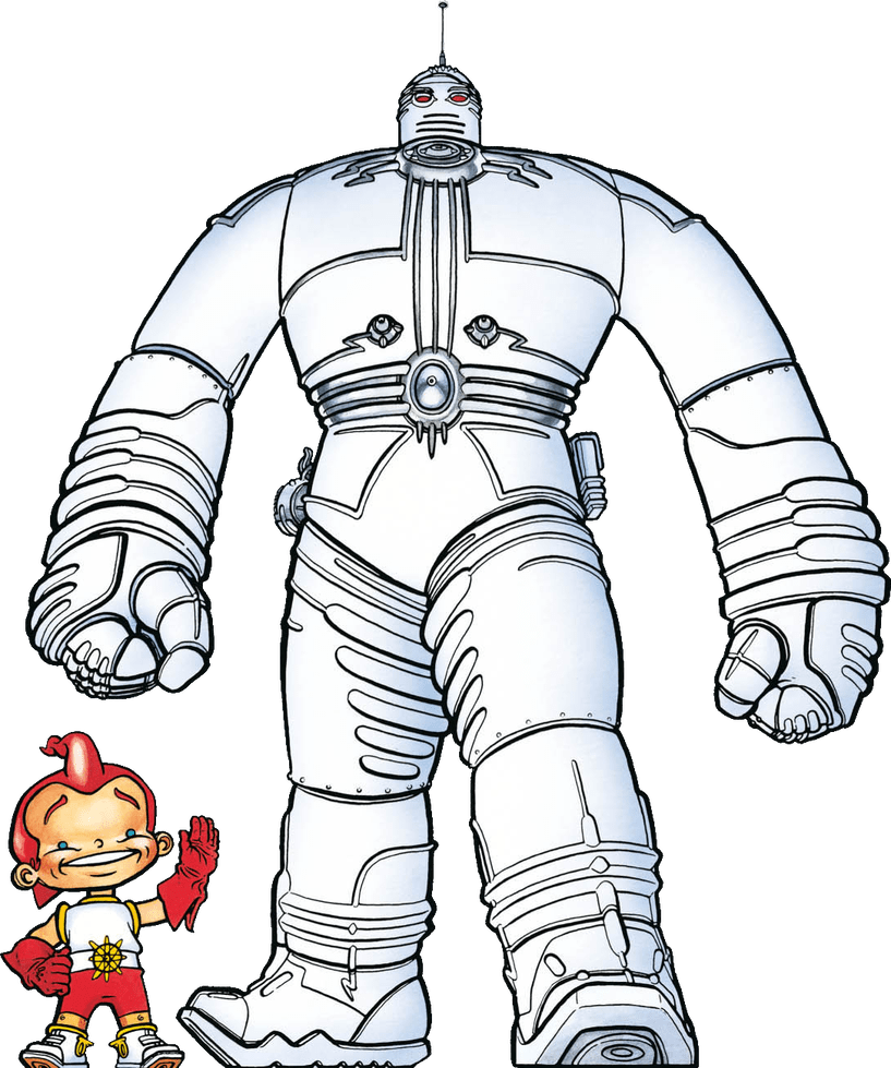 Big Guy and Rusty the Robot Boy Standing