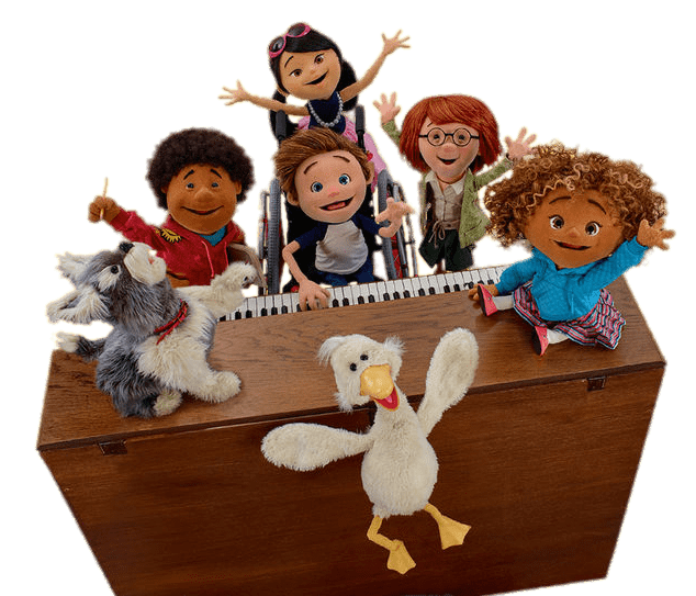 Julie's Greenroom Characters on the Piano