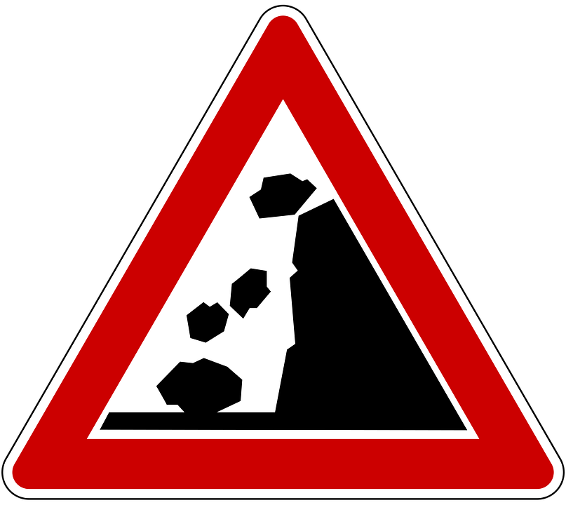 Falling Rocks Warning Road Sign