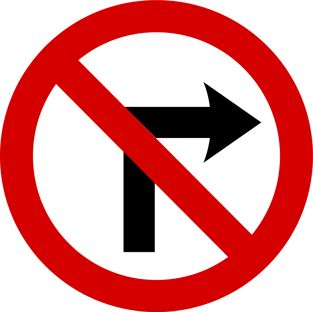 No Right Turn Traffic Sign
