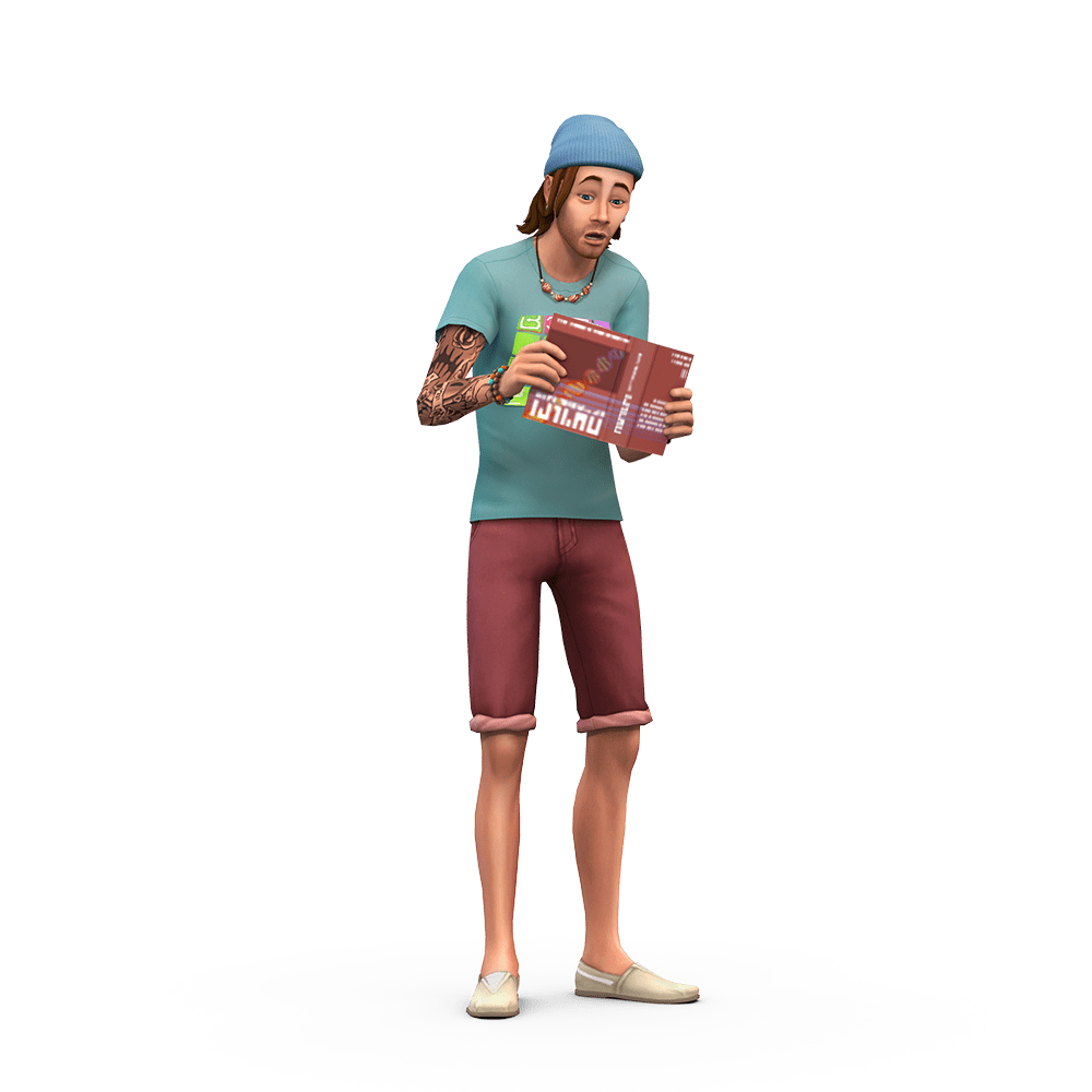 The Sims Guy Reading Book