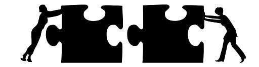 Teamwork Putting Black Puzzle Pieces Together