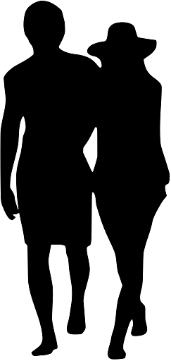 Silhouette of a Man and a Woman Walking Together