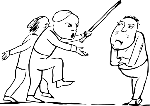 Edward Lear Drawing Two Men Against One