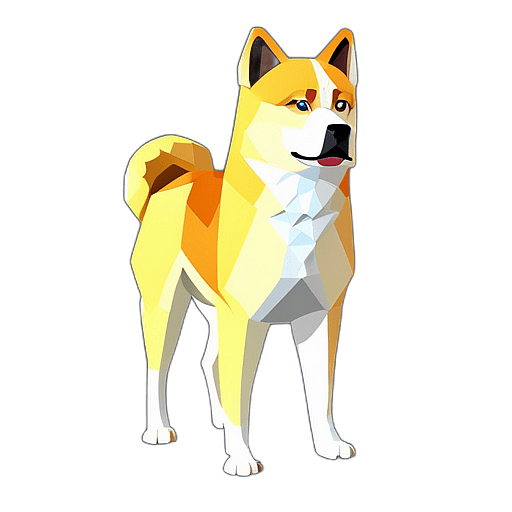 Akita, Children'S Cartoon Animation Style - Full Body, Single View, No Shadow