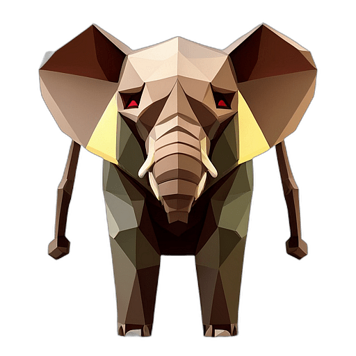 Elephant, Cartoon Character - In The Style Of Pixar, Single View, No Shadow