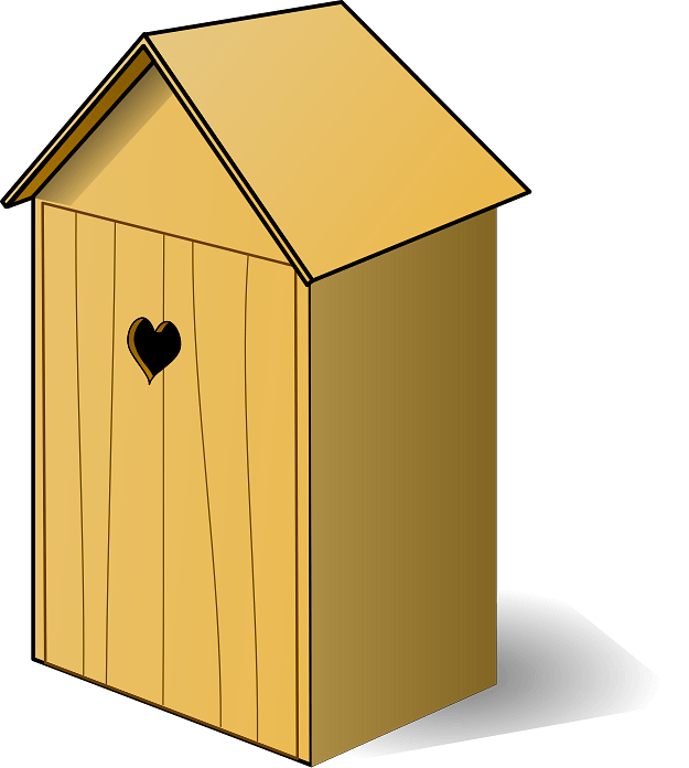 Wooden Toilet Cubicle with Heart Opening