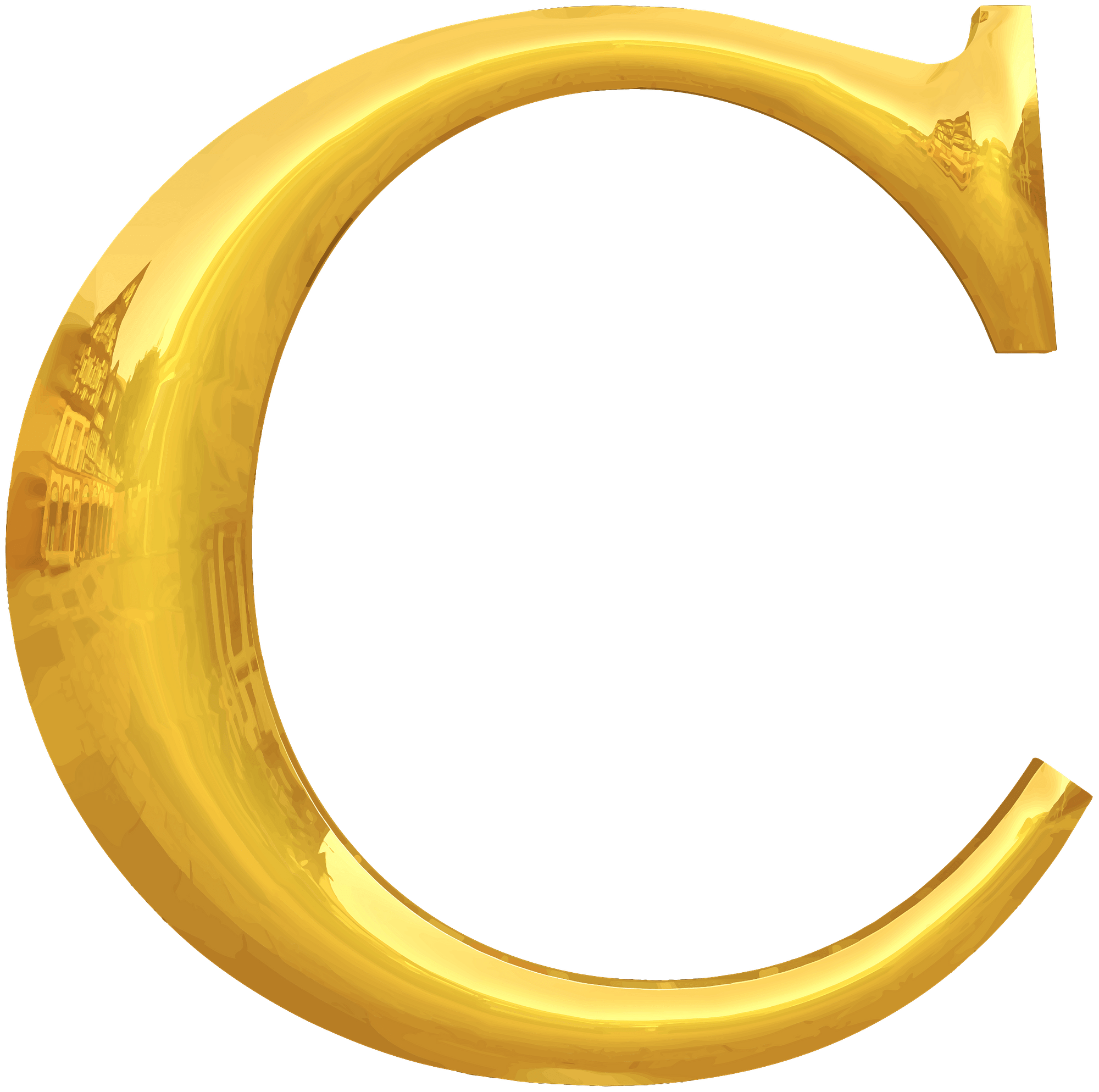 Gold Typography Letter C