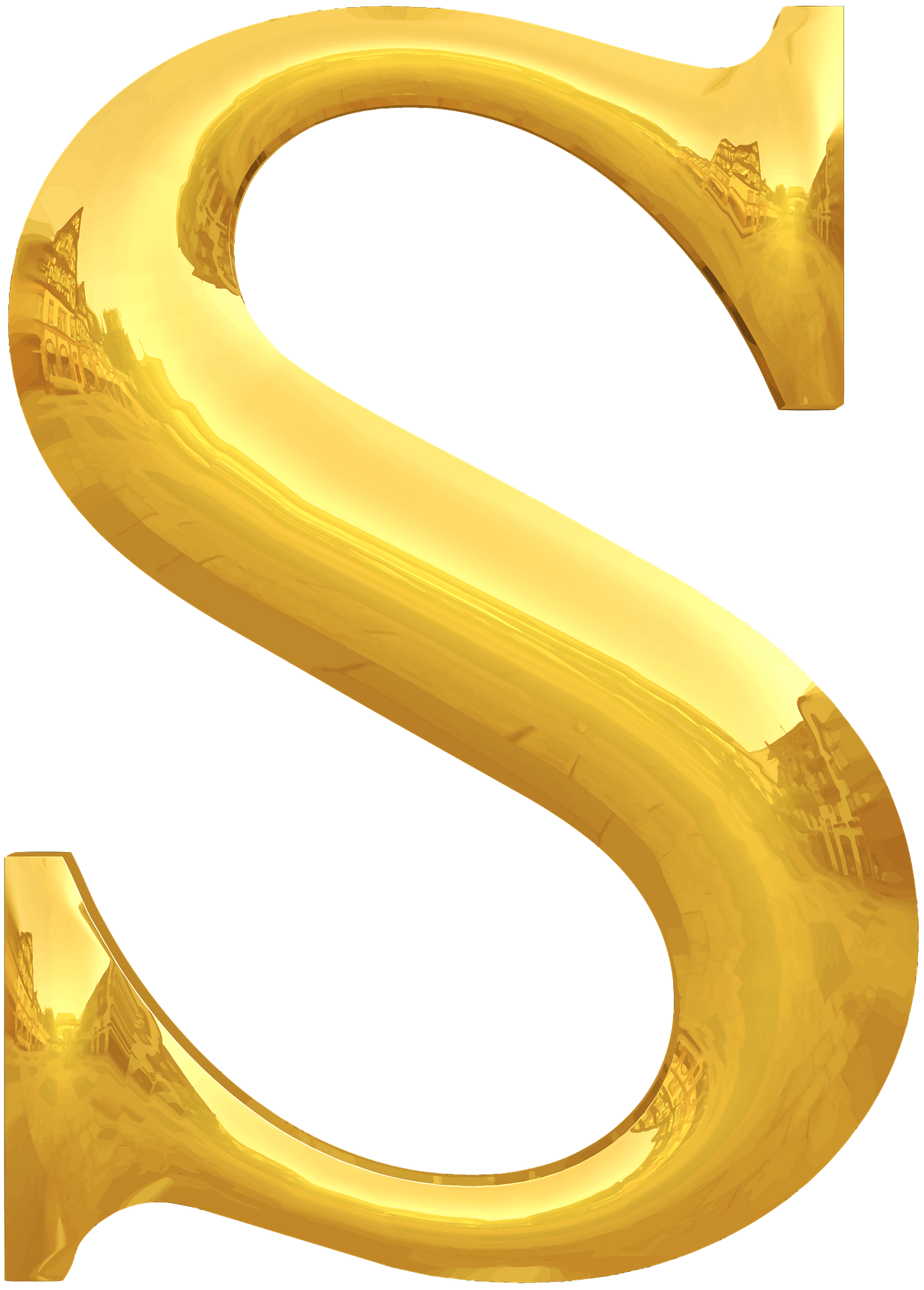 Gold Typography Letter S