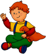 Caillou's Friend Leo Holding Toy Dinosaur