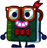 Peeps the Bowtied Bookling Grinning