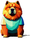 Chow Chow, Children'S Cartoon Animation Style - Full Body, Single View, No Shadow