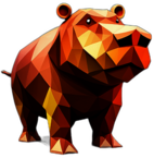 Hippopotamus, Cartoon Character - In The Style Of Pixar, Single View, No Shadow