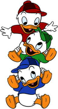DuckTales Huey, Dewey and Louie on Each Others Shoulders