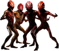 Group Of Red Aliens Dancing