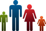 Family of Four Coloured Pictogram