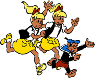 Annemieke, Rozemieke and Choco the Chimpanzee