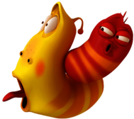 Larva Red on Yellow's Back