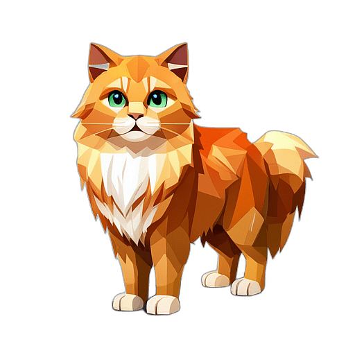 British Longhair, Children'S Cartoon Animation Style - Full Body, Single View, No Shadow