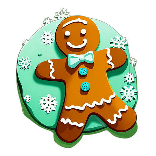 Classic Gingerbread Man With White Icing And Button Details, Minimalist - Gingerbread Men, Decorated For Christmas, With Colorful Details And Icing, Single Item, No Shadow