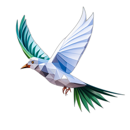 Peace Dove Captured In Mid-Flight, Olive Branch In Beak., In The Style Of A Cartoon Animation Character - Full Body, Single View, No Shadow