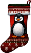Christmas Stocking with Penguin Design