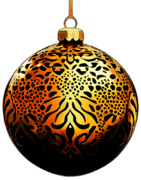 Leopard Print Bauble In Bold Black And Gold, Minimalist - Single Item, Decorated Christmas Bauble, High Detail, No Shadow
