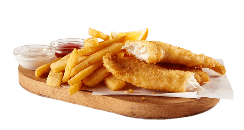 Fish and Chips on A Wooden Tray