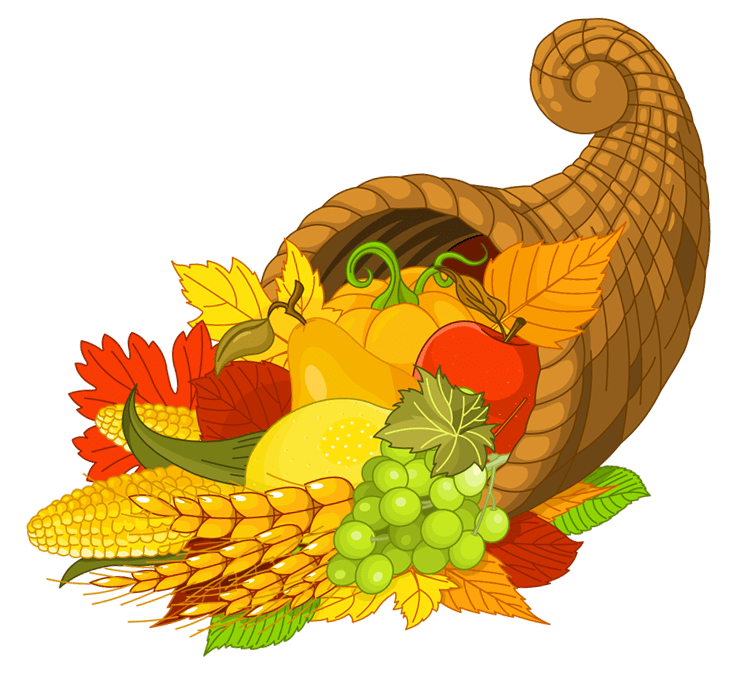 Happy Thanksgiving Cornucopia Front View