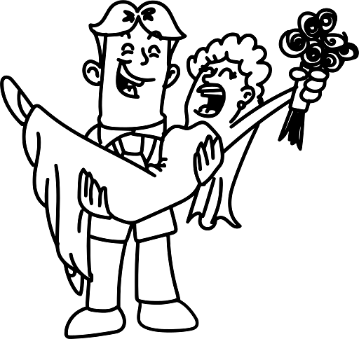 Drawing of Just Married Couple