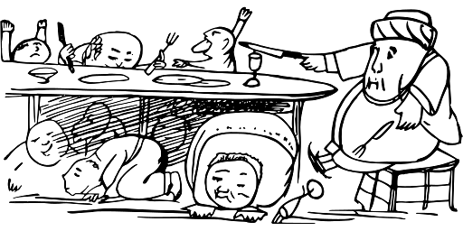 Edward Lear Drawing Dinner Got Out of Hand