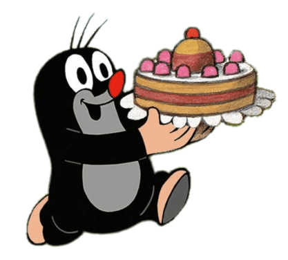 Little Mole Holding Birthday Cake