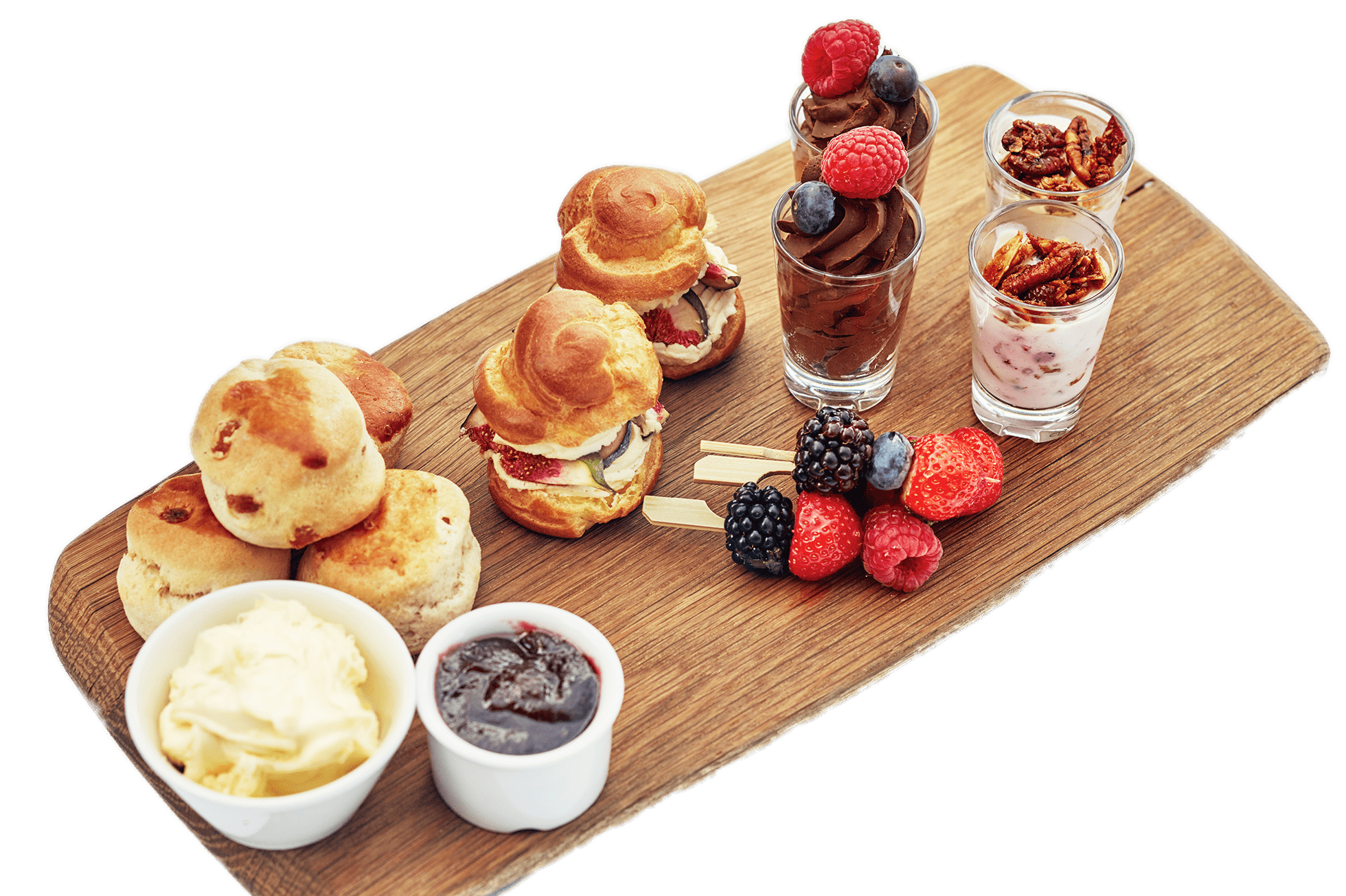 Afternoon Tea Selection on A Wooden Plate