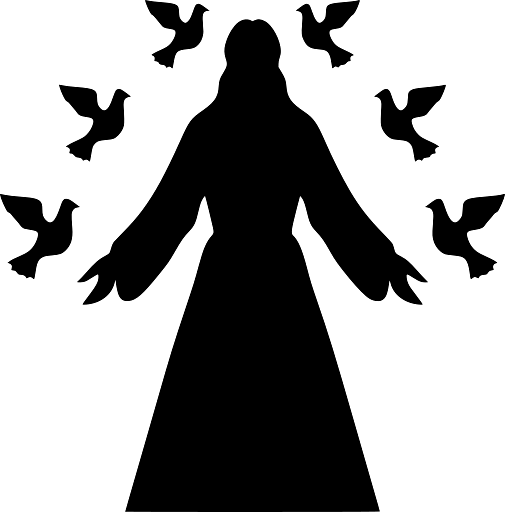 Silhouette of Jesus with Doves