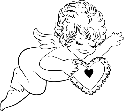 Cute Little Cupid Holding Heart for Valentine