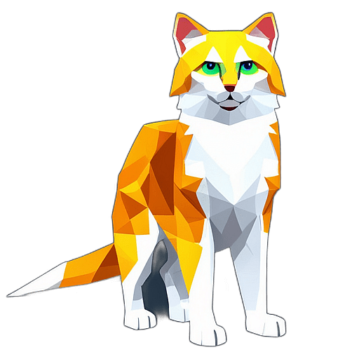Turkish Van, Children'S Cartoon Animation Style - Full Body, Single View, No Shadow