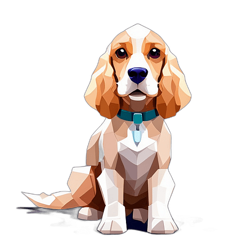 Cocker Spaniel, Children'S Cartoon Animation Style - Full Body, Single View, No Shadow