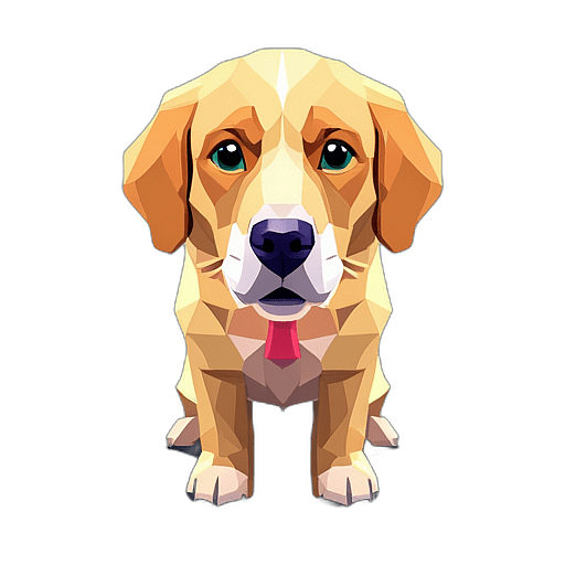 Golden Retriever, Children'S Cartoon Animation Style - Full Body, Single View, No Shadow