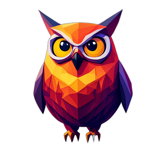 Owl, Cartoon Character - In The Style Of Pixar, Single View, No Shadow