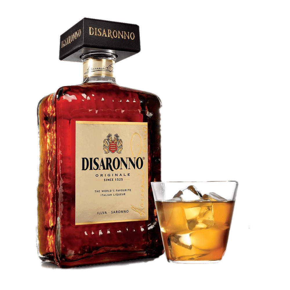 Disaronno Bottle and Glass