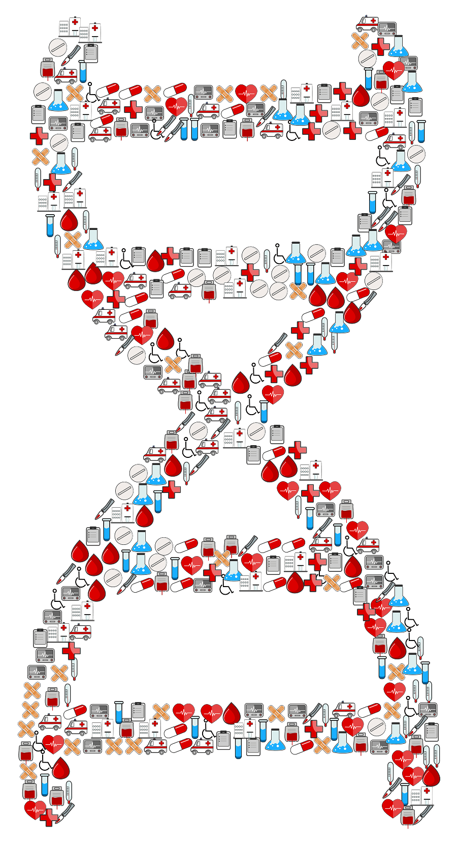 DNA Helix with Medical Icons
