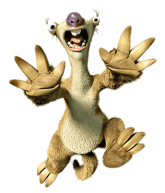 Ice Age character Sid fleeing