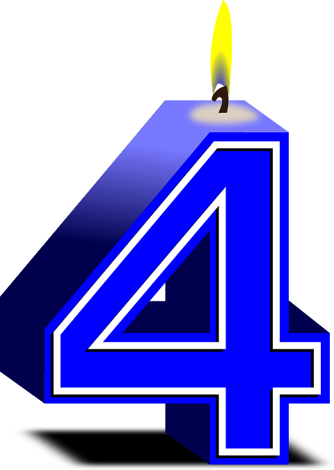 Number 4 Birthday Candle