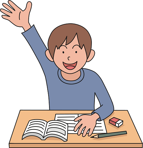 Boy Raising Hand at School