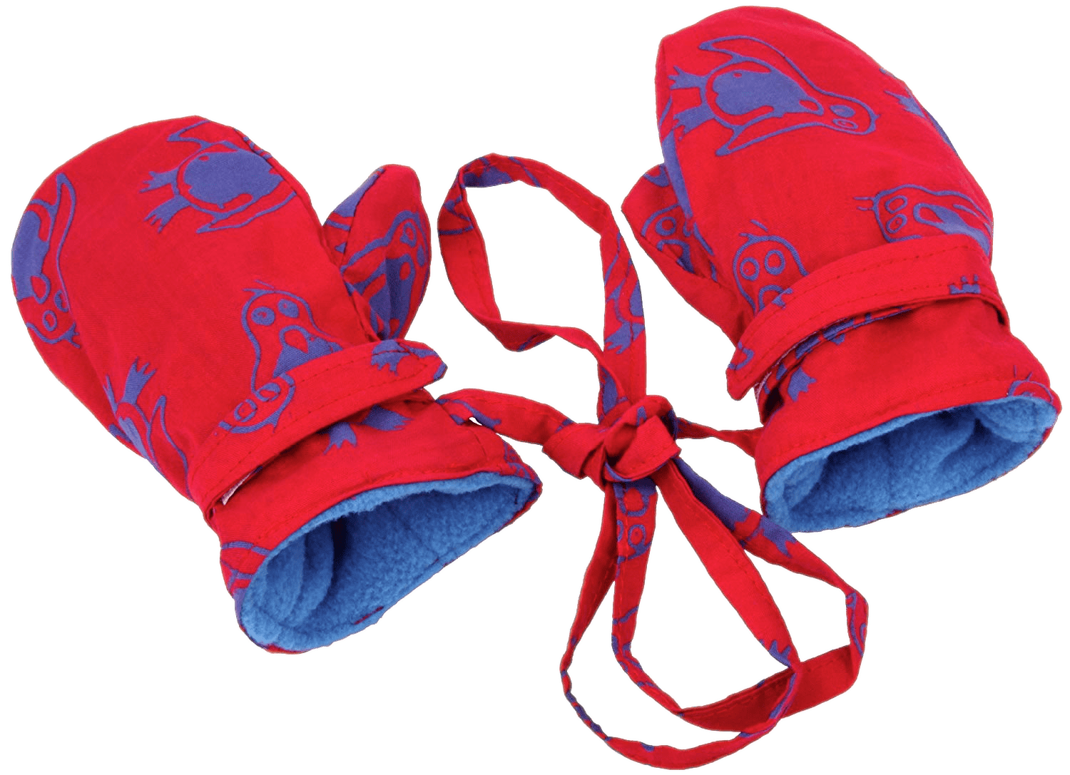 Bright Red Mittens on String For Toddler