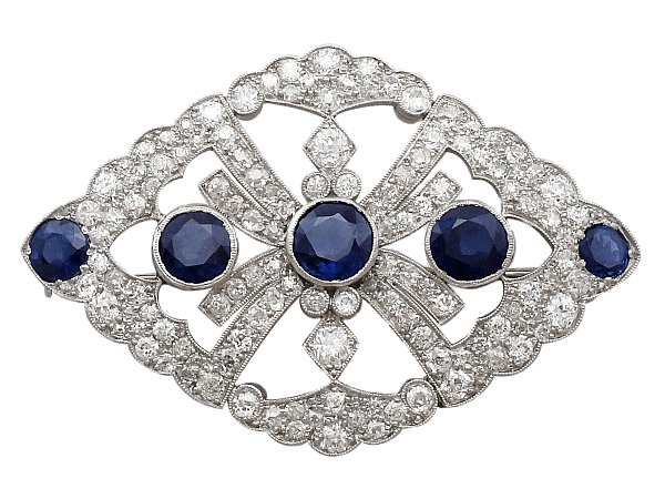 Brooch With Sapphire and Diamond